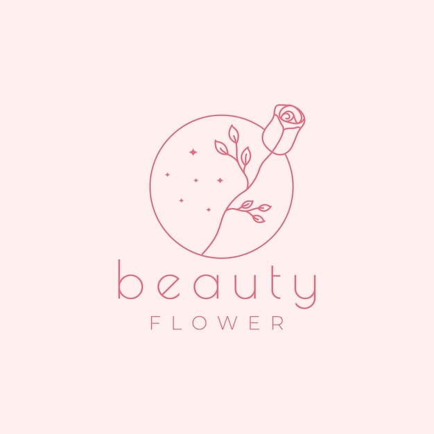 Línea círculo con rosa flor belleza logotipo diseño vector gráfico símbolo icono ilustración idea creativa