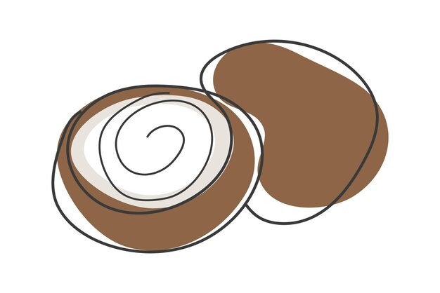 Una línea de coco y una ilustración vectorial de forma marrón abstracta de coco en eps de línea continua