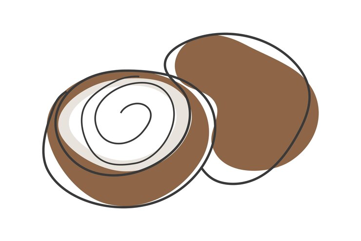 Vector una línea de coco y una ilustración vectorial de forma marrón abstracta de coco en eps de línea continua