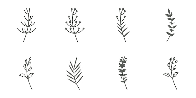 Línea de colección vectorial de flores silvestres Vector Estilo minimalista creativo Línea moderna Vector abstracto
