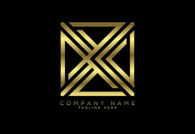 Línea de color dorado de lujo letra X Símbolo del alfabeto gráfico para identidad empresarial corporativa