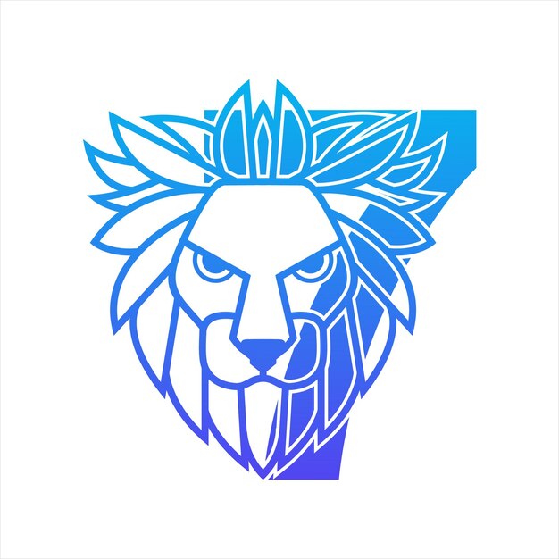 Vector línea colorida del logotipo de siete leones