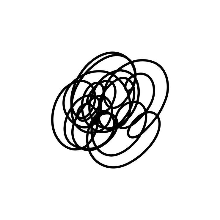 Vector línea compleja forma complicada bola desordenada concepto carga idea vector proceso