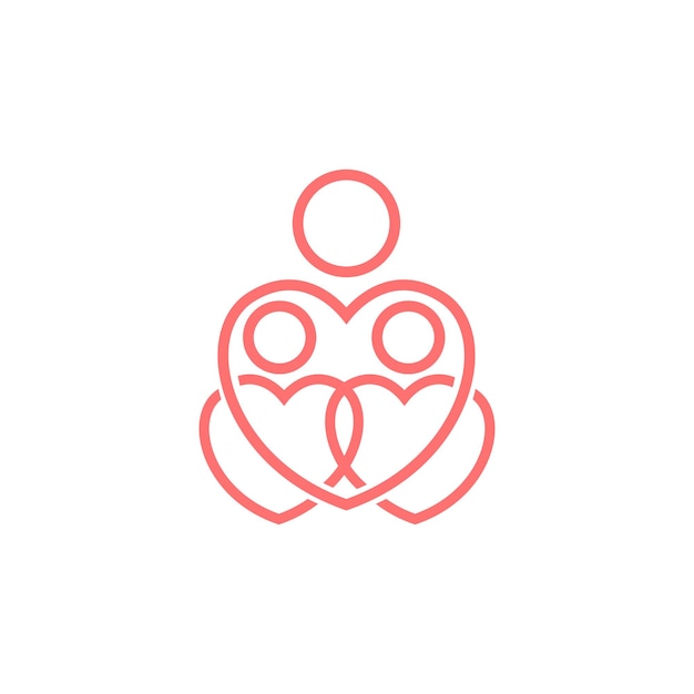 línea de conexión de amor de la familia vector de diseño de logotipo