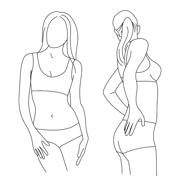 línea de conjunto de belleza de dieta de forma femenina