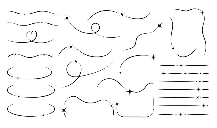 Vector línea de conjunto de moda con estrellas yk ilustración vectorial