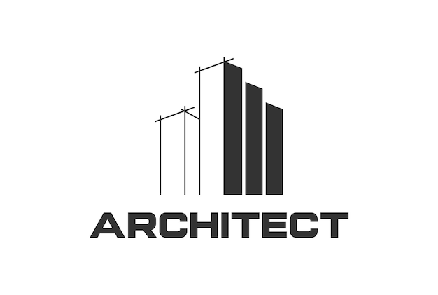 Línea de construcción de torre simple para diseño de logotipo de servicio de arquitecto