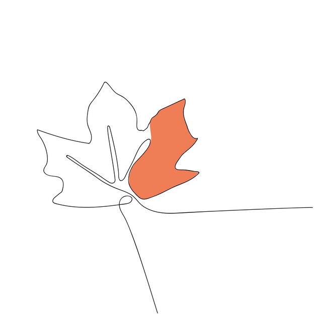 Línea continua de arte lineal de hojas de otoño.