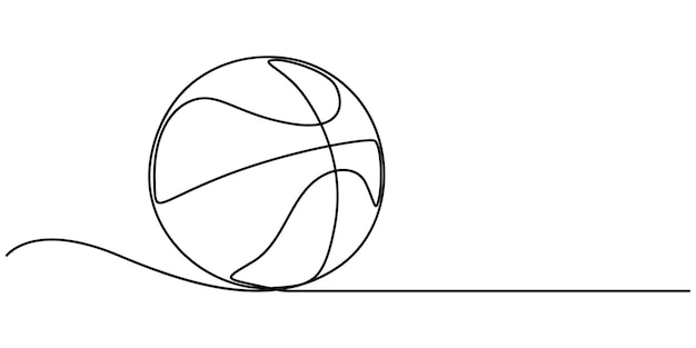 línea continua de baloncesto dibujo de una línea de balonceto arte de línea de balancete aislado fondo blanco