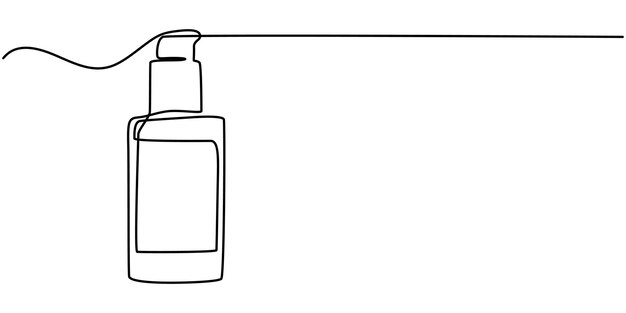 Línea continua botella de perfume icono botella de recipiente cosmético con vector dispensador de bomba una línea