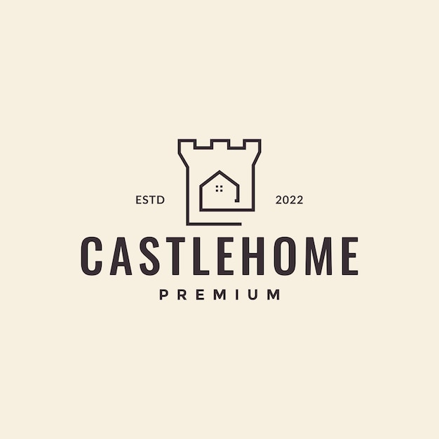 Línea continua castillo casa logotipo diseño vector gráfico símbolo icono ilustración idea creativa