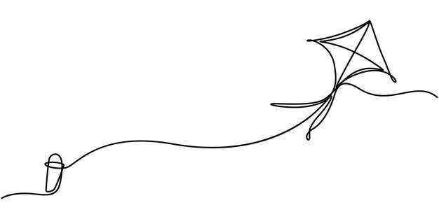 Una línea continua de cometa Ilustración vectorial de estilo minimalista en fondo blanco Continuo