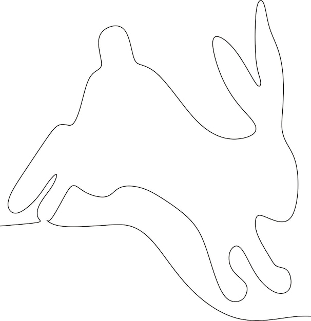 línea continua de conejito simple