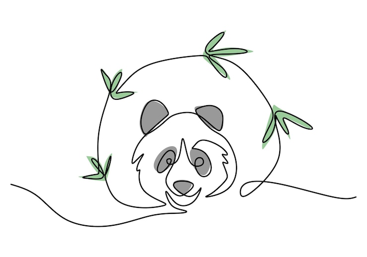 Vector una línea continua del día internacional del panda rojo con bambú