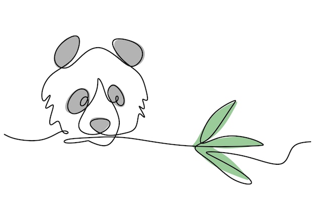 Una línea continua del Día Internacional del Panda Rojo con bambú