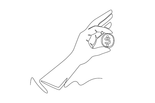 Una línea continua dibujando manos sosteniendo diferentes objetos concepto diseño de dibujo de línea única ilustración gráfica vectorial