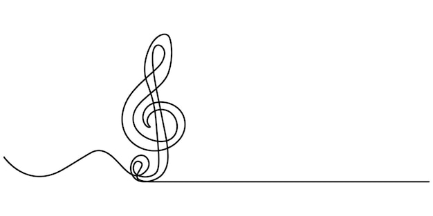 Una línea continua dibujando notas musicales en el palo Símbolo musical en una nota musical lineal