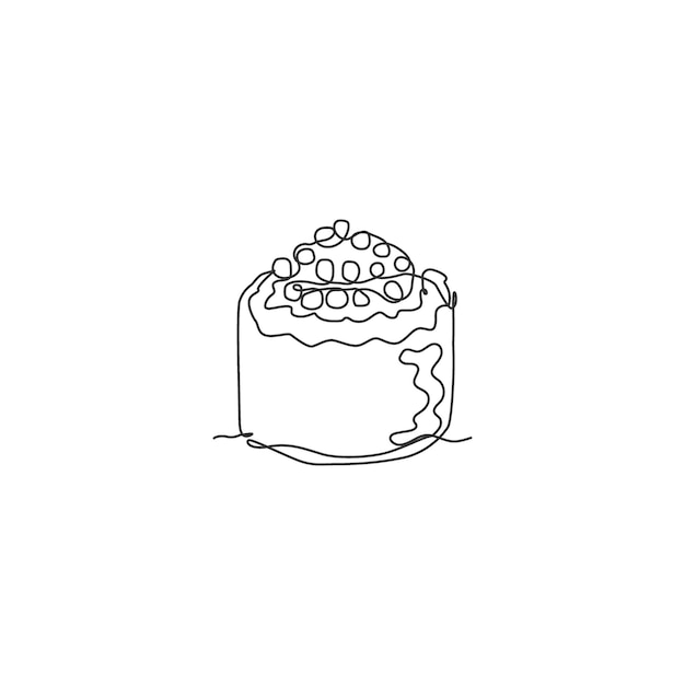 Una línea continua de dibujo japonés gunkan maki restaurante logo emblema Sushi cafe diseño vector