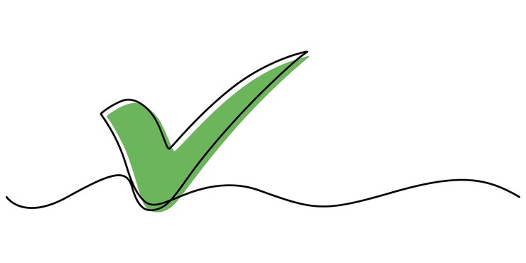 Vector la línea continua está creando la forma de una marca de comprobación una línea dibujando una marca de verificación vector