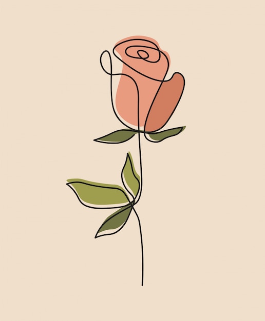 Una línea continua de flores, dibujo de una sola línea.