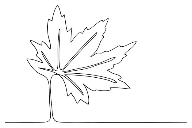 Una línea continua de hoja de arce dibujada a mano aislada sobre un fondo blanco Ilustración vectorial