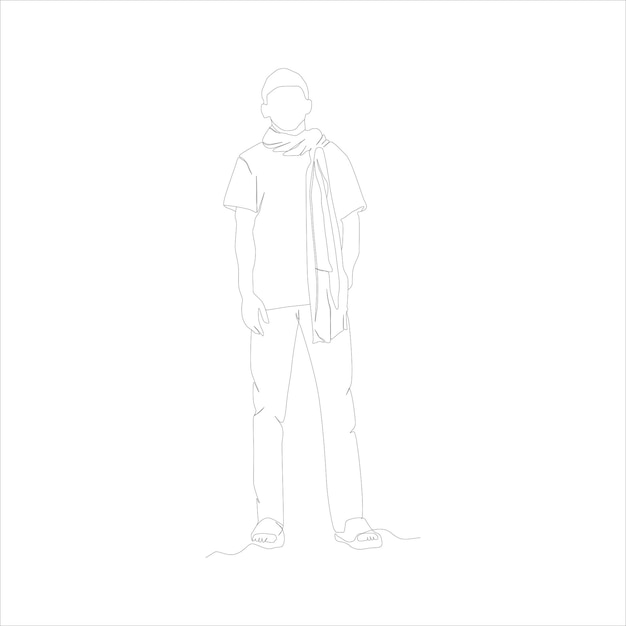 Línea continua de un hombre esperando ilustración vectorial simple
