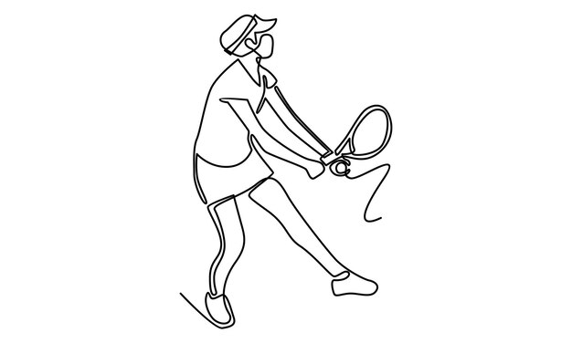Línea continua de ilustración de jugador de tenis