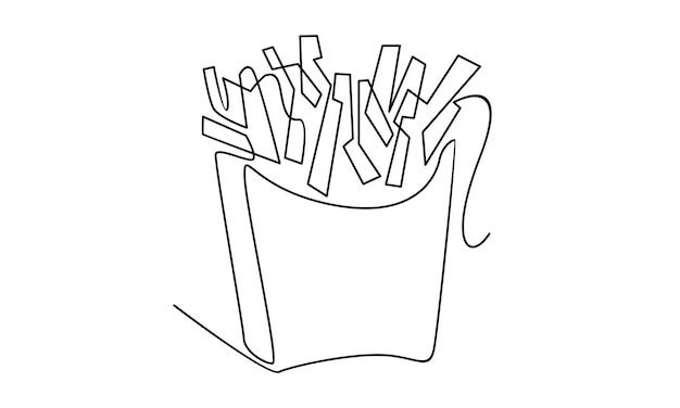 Línea continua de ilustración de papas fritas