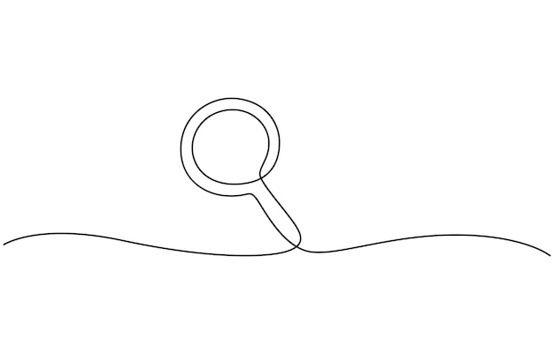 Una línea continua de lupa Dibujo de línea continua de una lupa