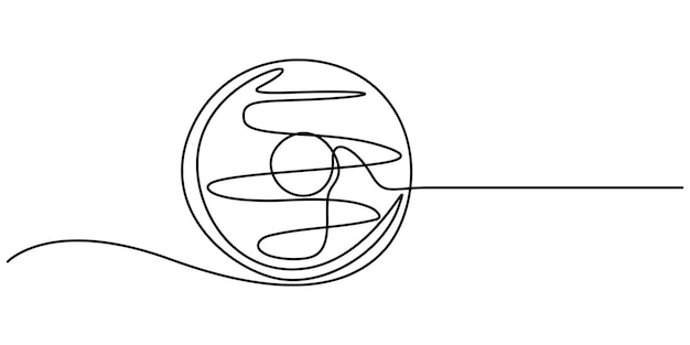 una línea continua mordido rosquilla línea rosquilla dibujo una línea panadería conceptos vector de línea única