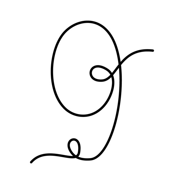 línea continua número nueve concepto de letras a mano en estilo minimalista idea de diseño de arte de línea