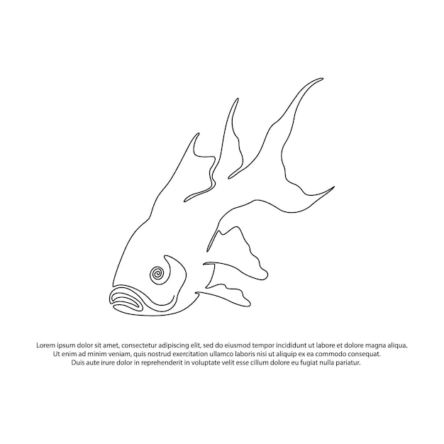Una línea continua de peces dibujo de líneas de peces dorados ilustración vectorial de estilo minimalista