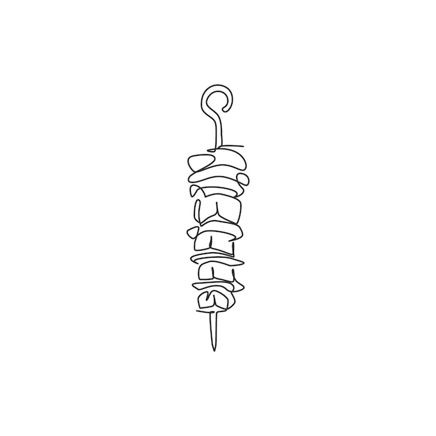 Una línea continua que dibuja una ilustración vectorial del diseño del logotipo del café kebab turco fresco y delicioso