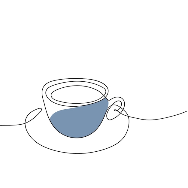 Línea continua vectorial de arte lineal de taza de café