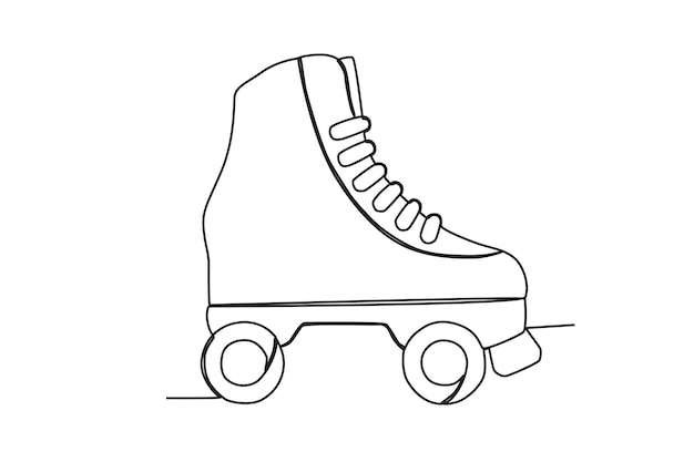 Línea continua vectorial de patines deportivos con rodillos