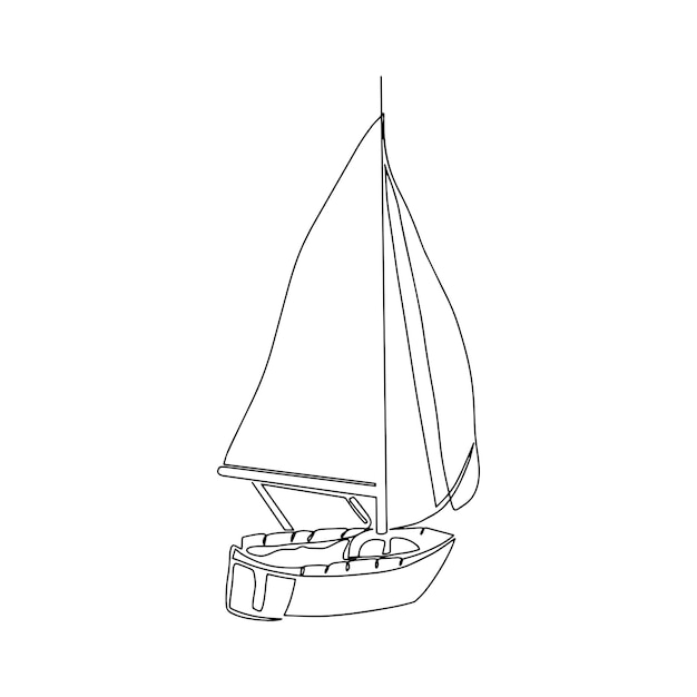 Línea continua de un velero Icono de negocio Dibujo continuo de una línea de velero Ilustración vectorial