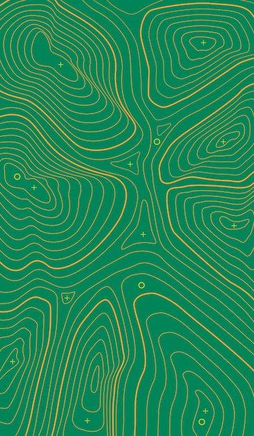 Línea de contorno abstracta premium Estilo de mapa vertical geotopográfico mezcla simple Verde