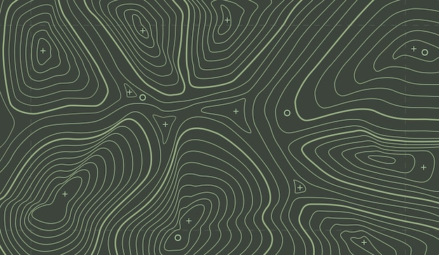 Línea de contorno premium Concepto de mapa topográfico Vector de terreno verde oscuro