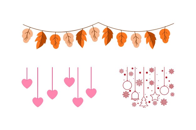 Una línea de corazones con una tarjeta que dice amor