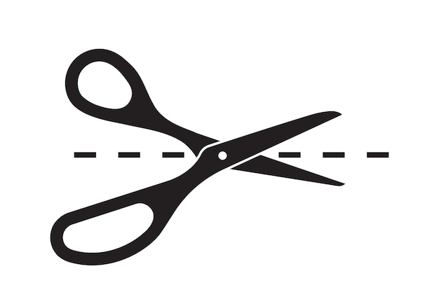 Línea de corte por icono de vector de tijeras Signo de papel de separación Símbolo de cupón de recorte