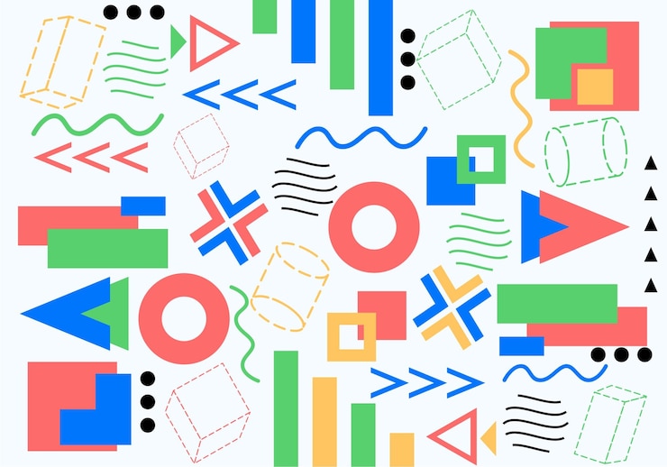 Vector línea cuadrada de círculo y elementos de puntos en estilo minimalista ilustración vectorial