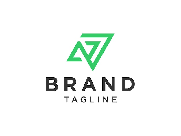 Línea cuadrada verde del logotipo de la letra N. Elemento de plantilla de diseño de logotipo de vector plano.