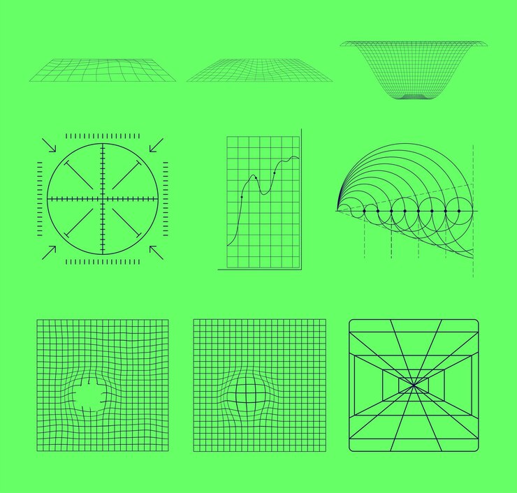 Vector línea cuadrícula y2k frecuencia fondo ondulado ornamento abstracto activo gráfico
