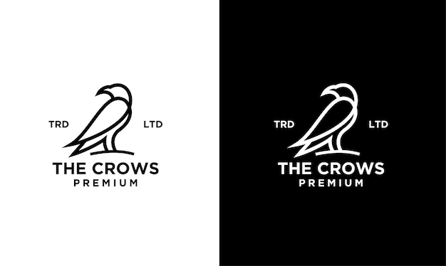 Línea de cuervo premium en logotipo blanco y negro.