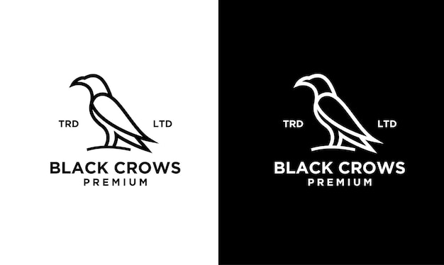 Línea de cuervo premium en logotipo blanco y negro.