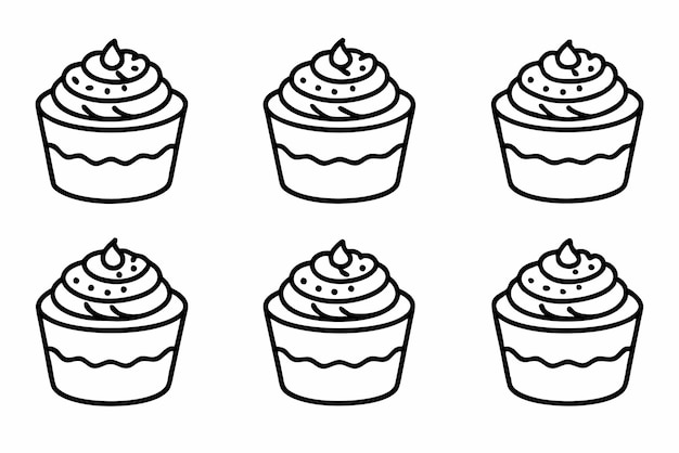 una línea de cupcakes con el número 3 en ellos