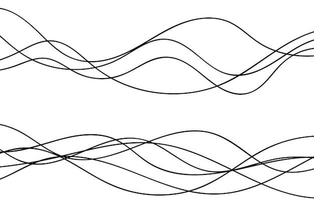 Línea delgada ondulada fondo vectorial abstracto onda curva plantilla gráfica de arte de línea a rayas