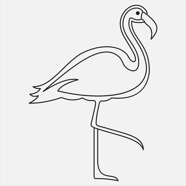 una línea dibujada a mano heron contorno vector ilustración de arte