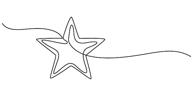Una línea Dibujado o ilustración de una estrella dibujado a mano dibujado estrellas ilustración en línea continua