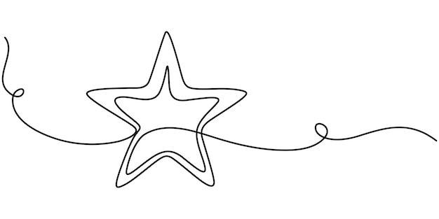 Una línea Dibujado o ilustración de una estrella dibujado a mano dibujado estrellas ilustración en línea continua